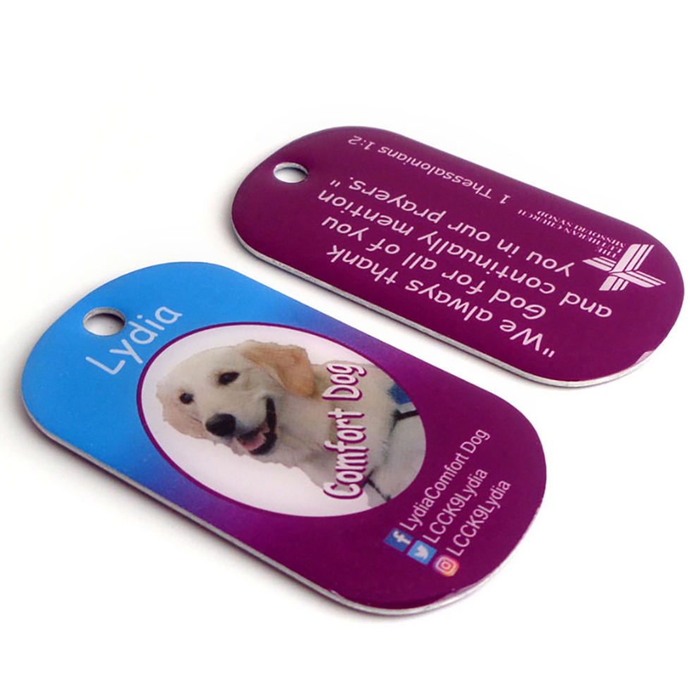 Etiqueta de cachorro de metal gravada personalizada com pingente de cachorro para presente
