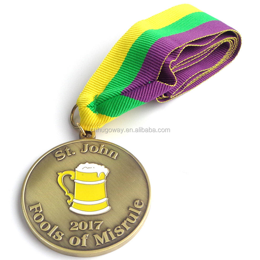 Logotipo feito sob medida Liga de zinco Esmalte de prata Bronze Medalhão Gravado Futebol Natação Dança Esporte 3D Medalha de cordão de metal