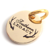 Etiqueta de nome de marca de roupa de metal redonda gravada em latão personalizado com design gratuito Etiqueta de etiqueta de esmalte personalizada para roupas