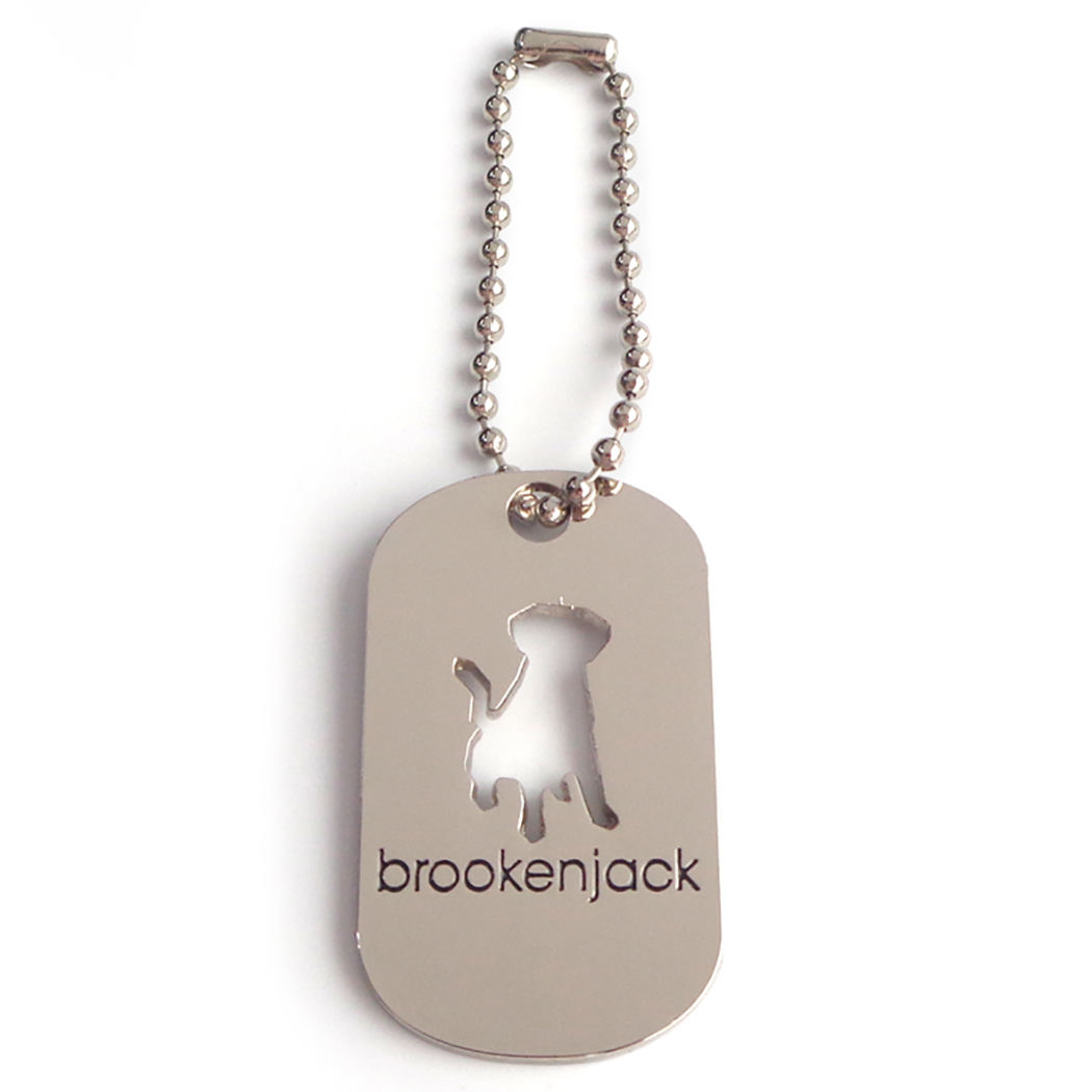 Tags de identificação personalizadas de metal inoxidável em branco com nome exclusivo