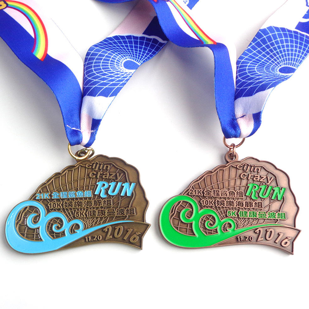 Medalhas esportivas de maratona de vôlei de Natal de metal Medalha personalizada com fita
