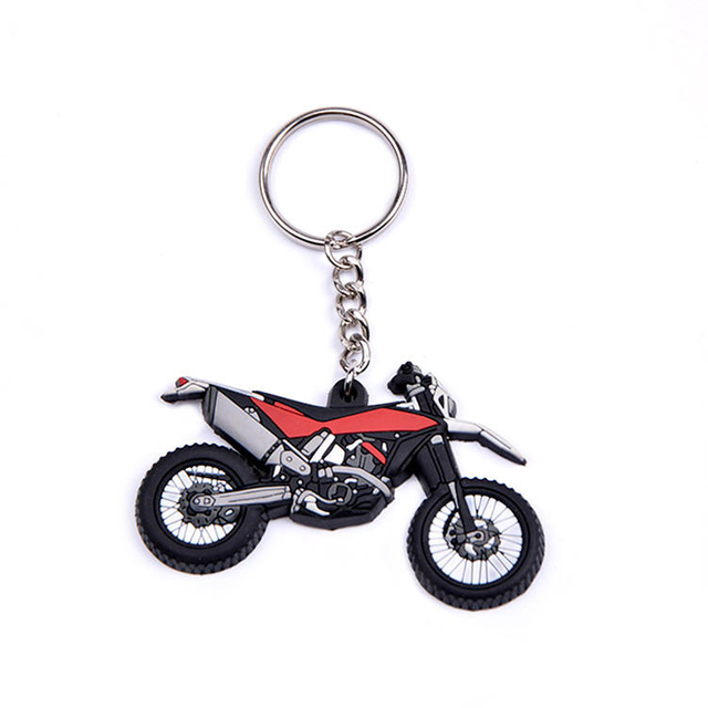 Chaveiro de pvc macio personalizado barato em forma de motocicleta 2D