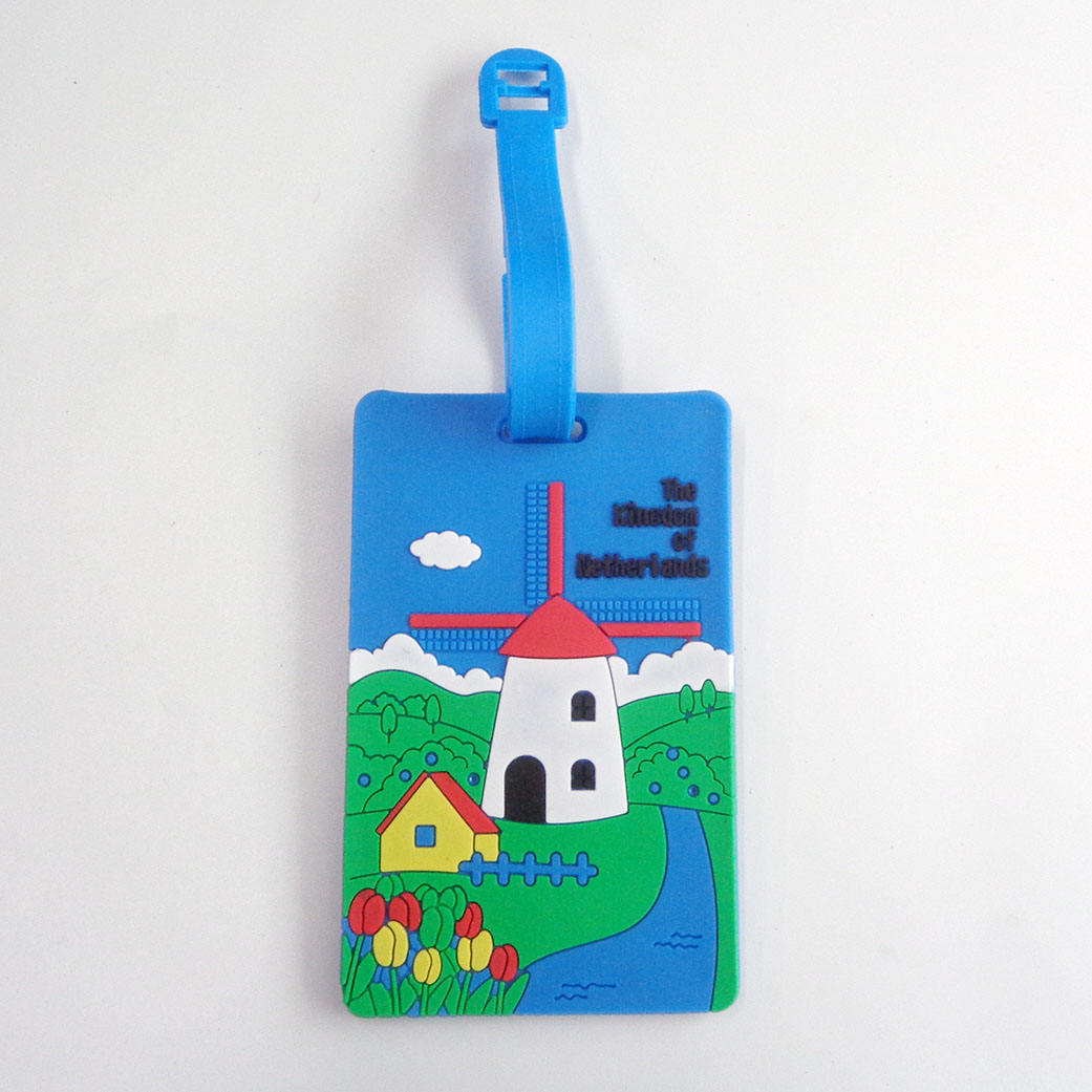 Etiqueta personalizada para bagagem de viagem com desenho animado e etiqueta de nome de bolsa de mão de borracha PVC