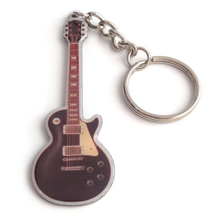 Chaveiro de metal com impressão em formato de guitarra novo e personalizado