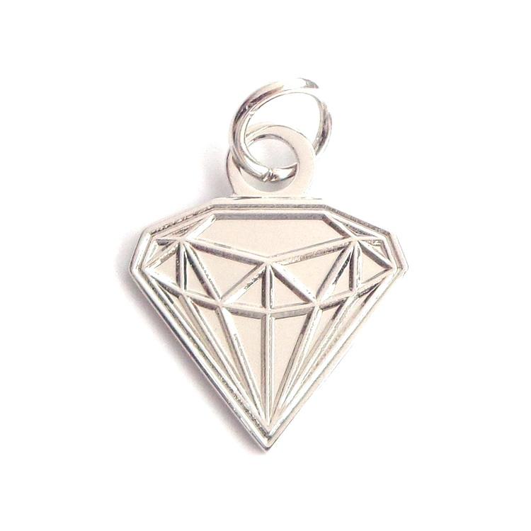 Joias de prata impressas para presente em formato de diamante com etiquetas de metal personalizadas
