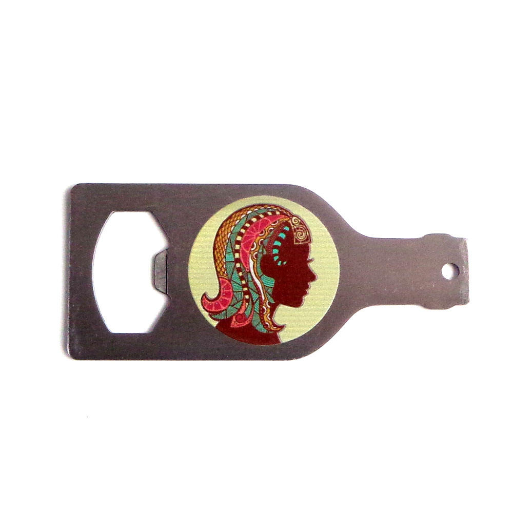 Abridor de garrafas de aço inoxidável personalizado com design original de garrafa de cerveja logotipo personalizado de lado único