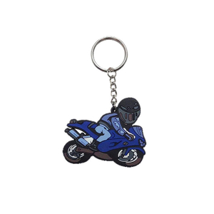 Chaveiro de pvc em forma de motocicleta azul personalizado popular personalizado