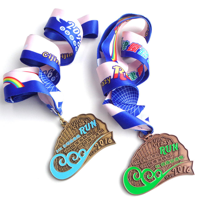 Medalhas esportivas de maratona de vôlei de Natal de metal Medalha personalizada com fita