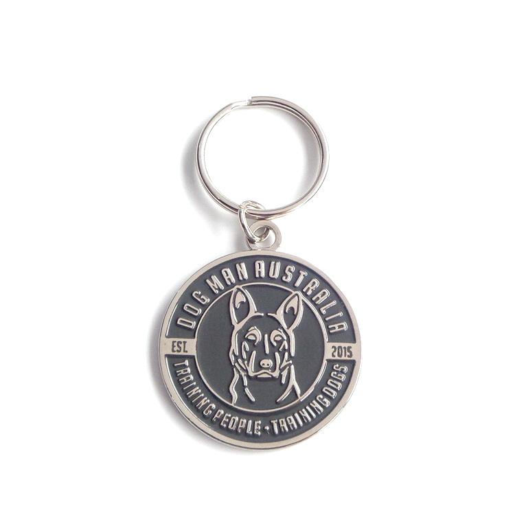 Etiqueta de identificação personalizada de design gratuito Etiqueta de identificação redonda de sublimação de metal com nome de cão Chaveiro