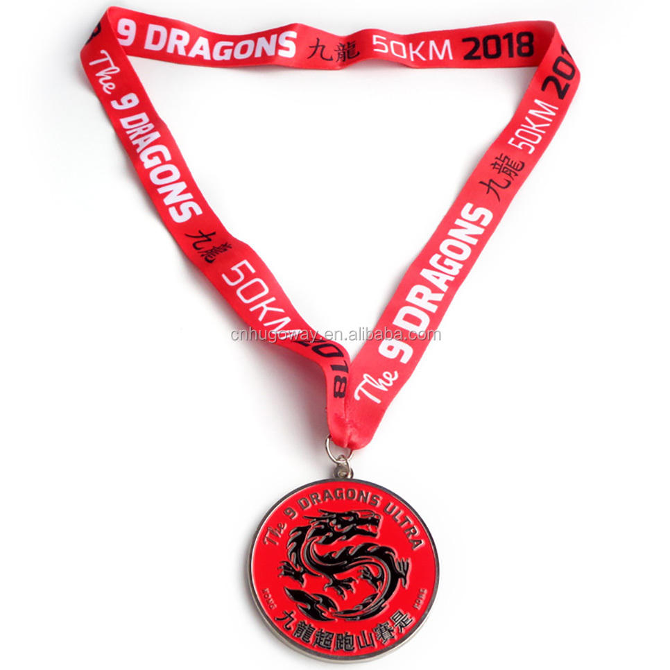 Medalha de fábrica logotipo personalizado liga de zinco prêmio esmalte com brilho 5K medalhas de metal corrida com fita