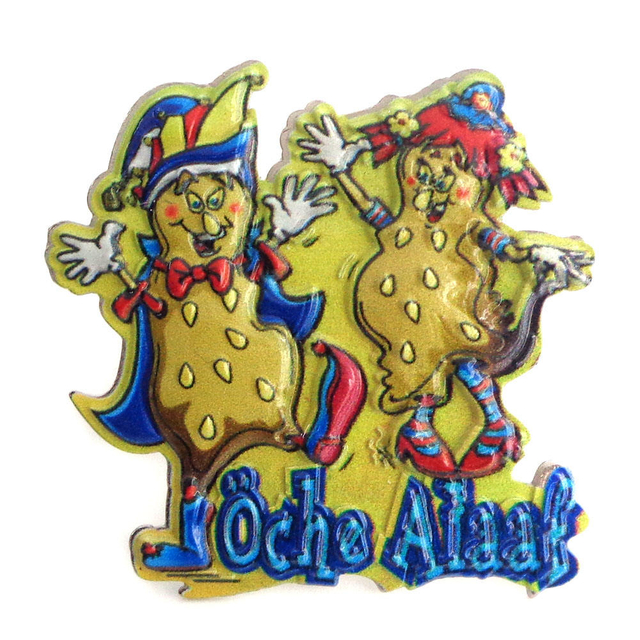 Distintivo de desenho animado de personagem de palhaço de metal 3D personalizado com impressão de arte distintivo de lapela