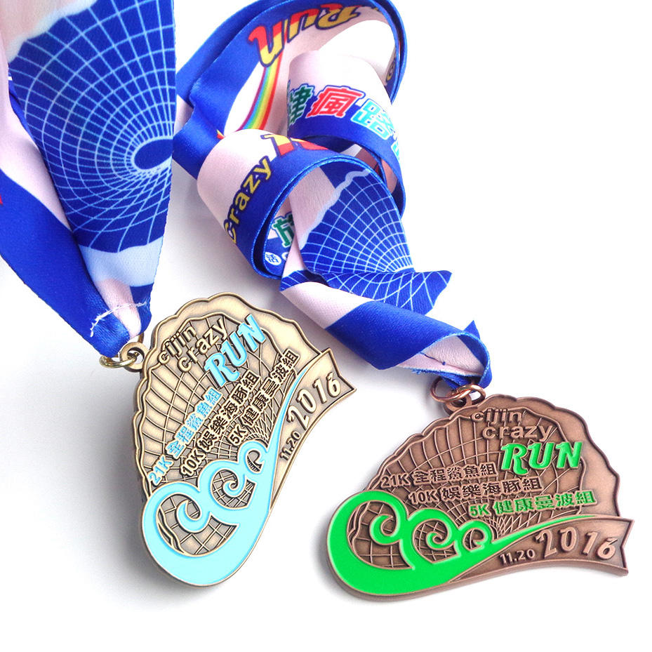 Medalhas esportivas de maratona de vôlei de Natal de metal Medalha personalizada com fita