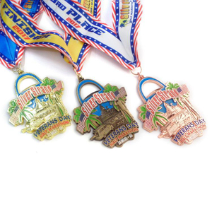 China Fábrica Die Casting Plating Souvenir Esportes Barato Logotipo Personalizado Medalha com Fita de Medalha Personalizada