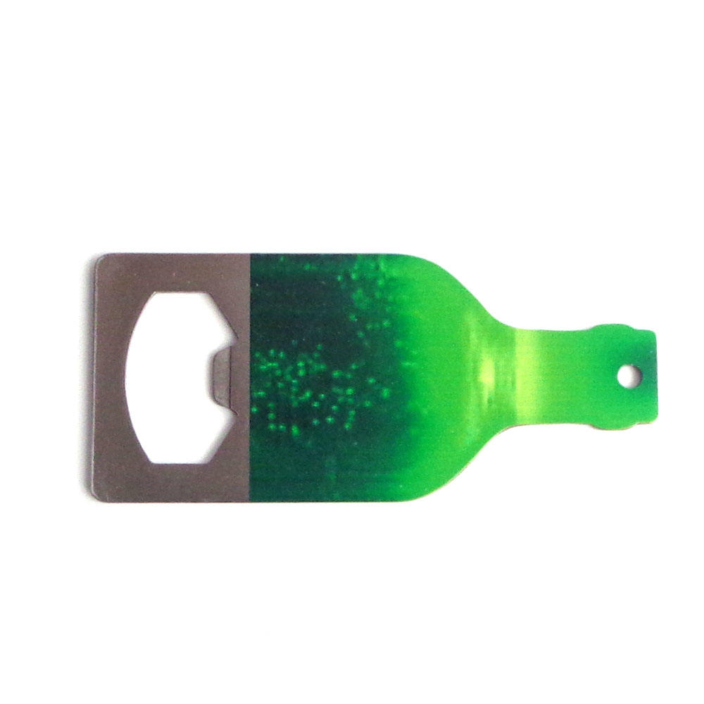 Abridor de garrafas de aço inoxidável personalizado com design original de garrafa de cerveja logotipo personalizado de lado único