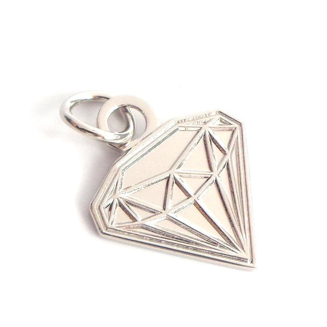 Joias de prata impressas para presente em formato de diamante com etiquetas de metal personalizadas