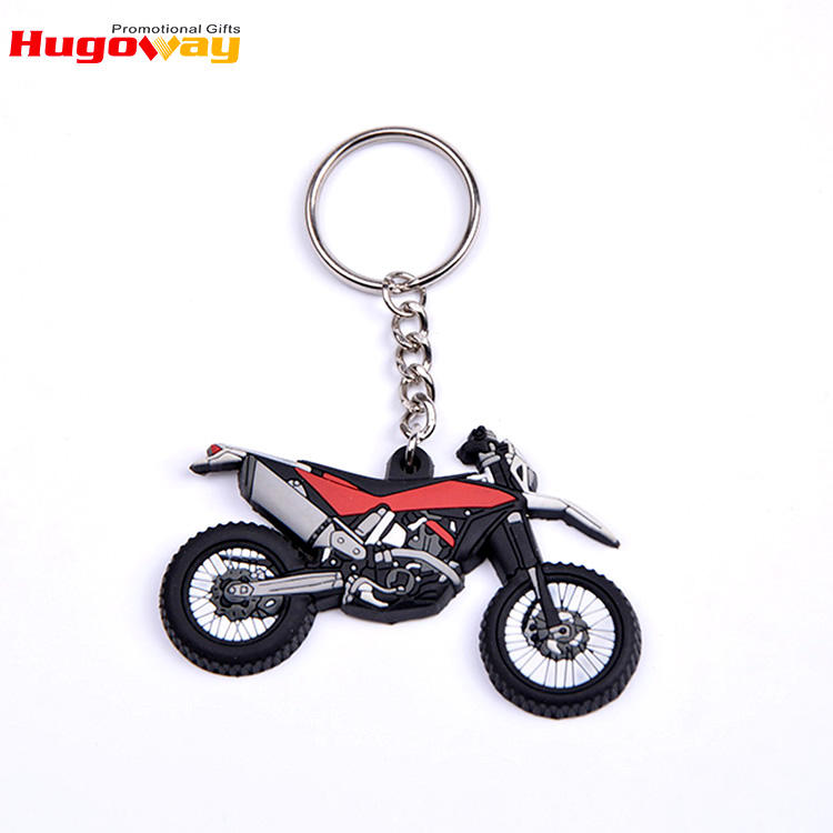 Chaveiro de pvc macio personalizado barato em forma de motocicleta 2D