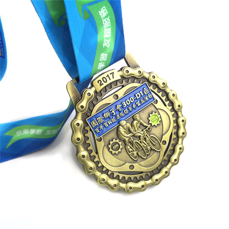 Projete sua própria medalha esportiva personalizada de produção de artesanato em metal com fita