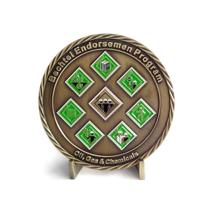 Moeda personalizada com design próprio prata antiga bronze selo Moedas de desafio do Equador