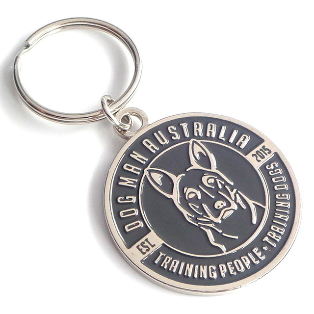 Etiqueta de identificação personalizada de design gratuito Etiqueta de identificação redonda de sublimação de metal com nome de cão Chaveiro
