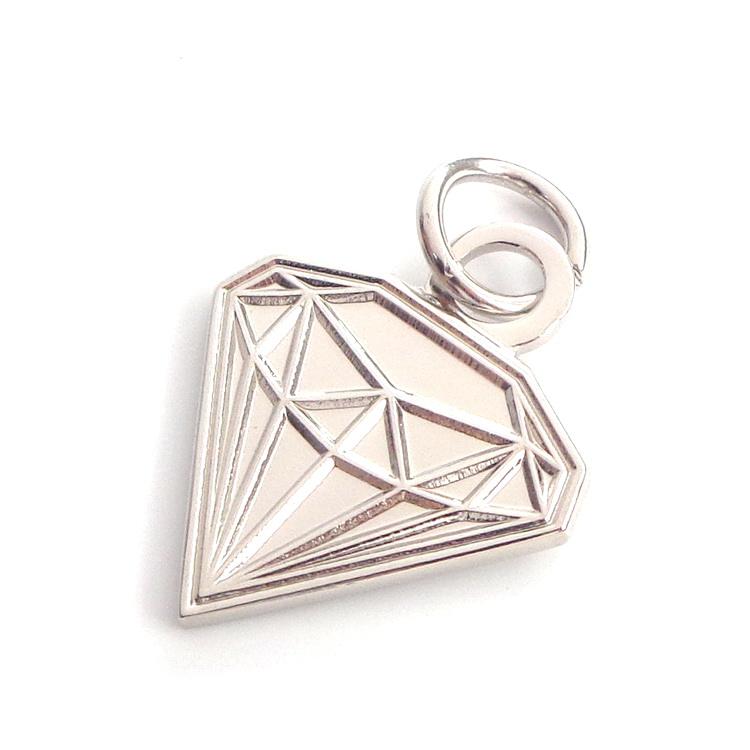 Joias de prata impressas para presente em formato de diamante com etiquetas de metal personalizadas