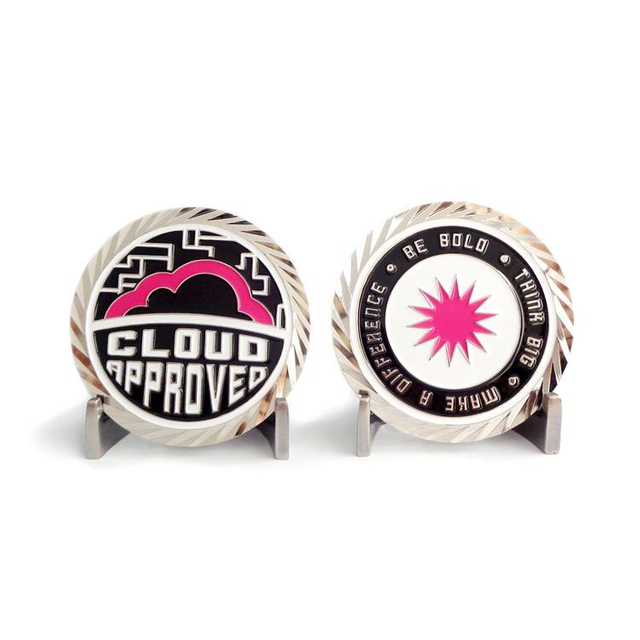 Moeda de desafio de ouro e prata de lembrança de liga de zinco personalizada do fabricante