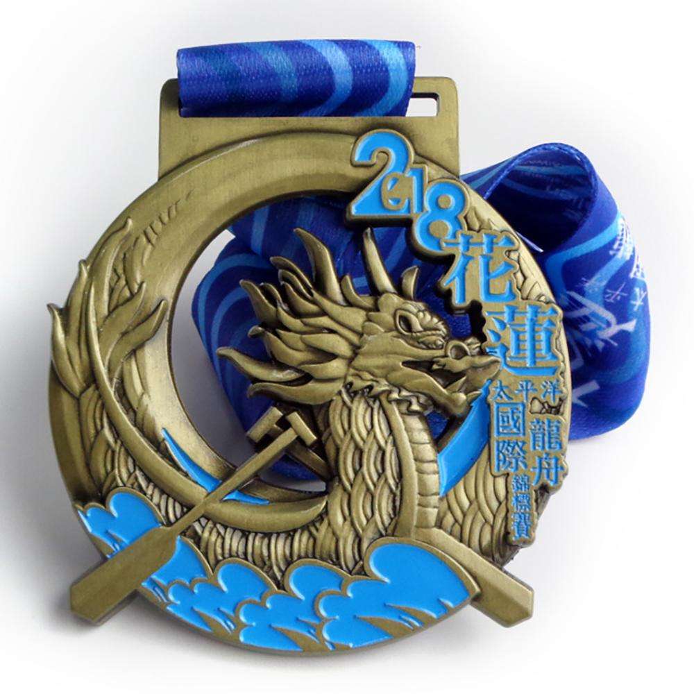 Fabricante personalizado Fundição Medalha de tamanho grande Medalhas comemorativas de corrida de barcos dragão Esporte