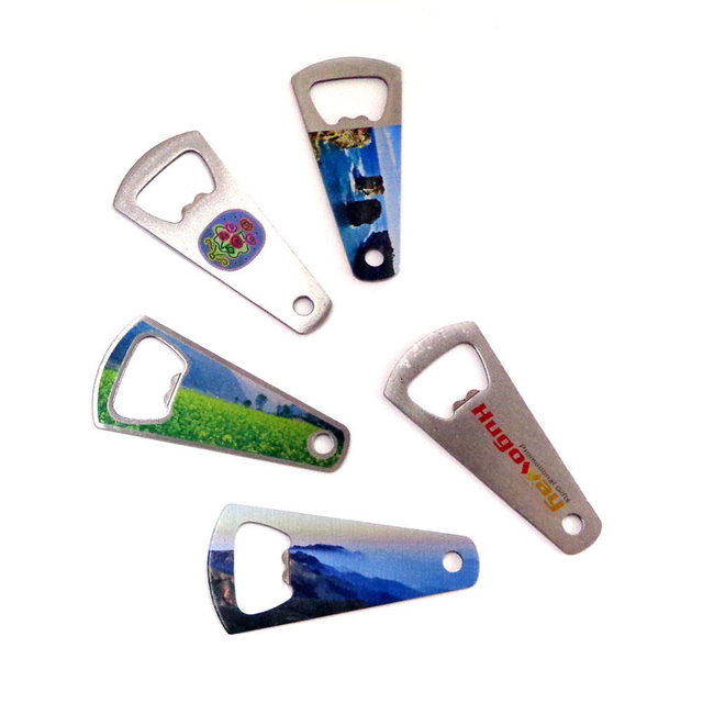 Abridor de garrafas de marca personalizada com logotipo personalizado de dois lados para presente de promoção